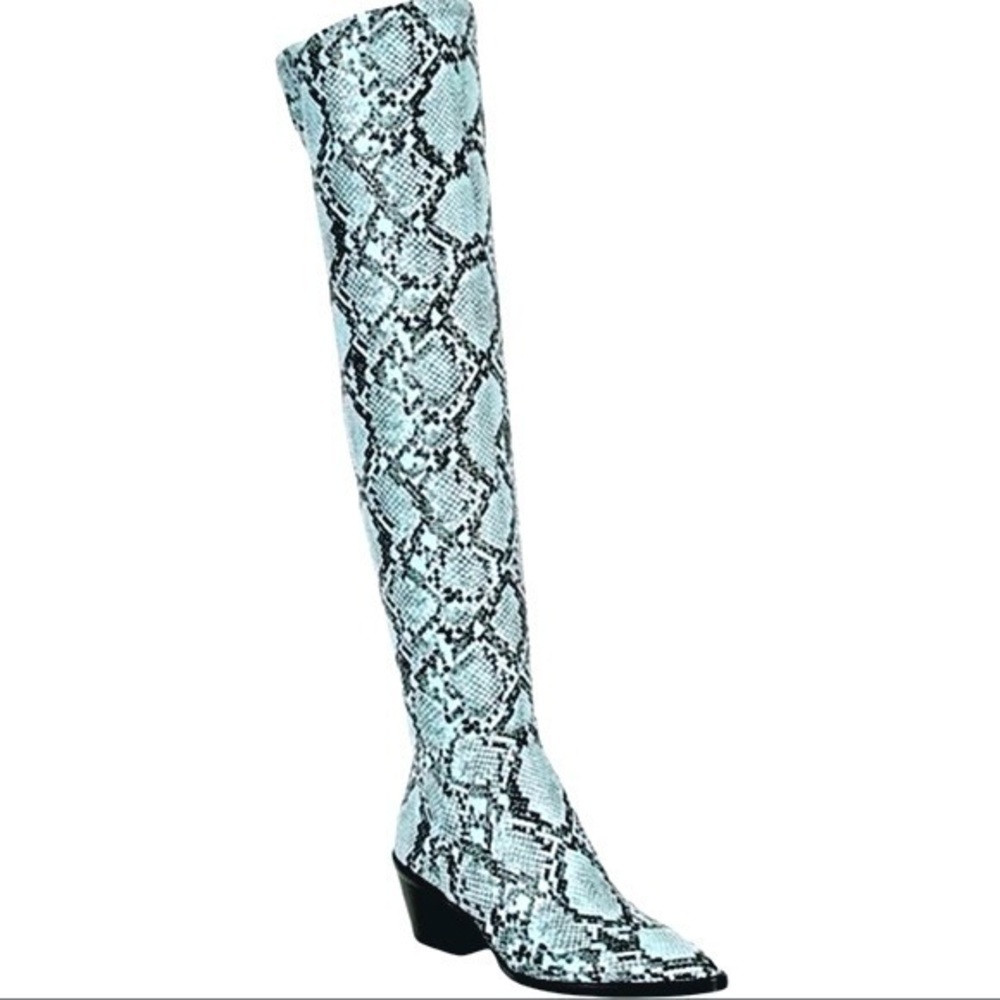 Gianni Bini Alyiraa Snake Print Stretch Over-The-Knee Block Heel Boots - Picture 10 of 11